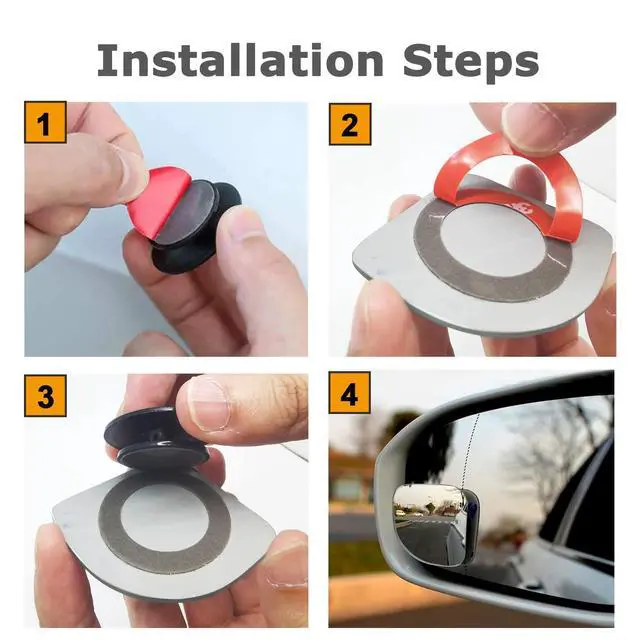 Alt view image 6 of 7 - Glass Wide Angle Blind Spot Mirror, Frameless 360 Adjustable Convex Rear View Mirror for Cars, Trucks and SUVs - 2" Fan Shaped, 2pcs