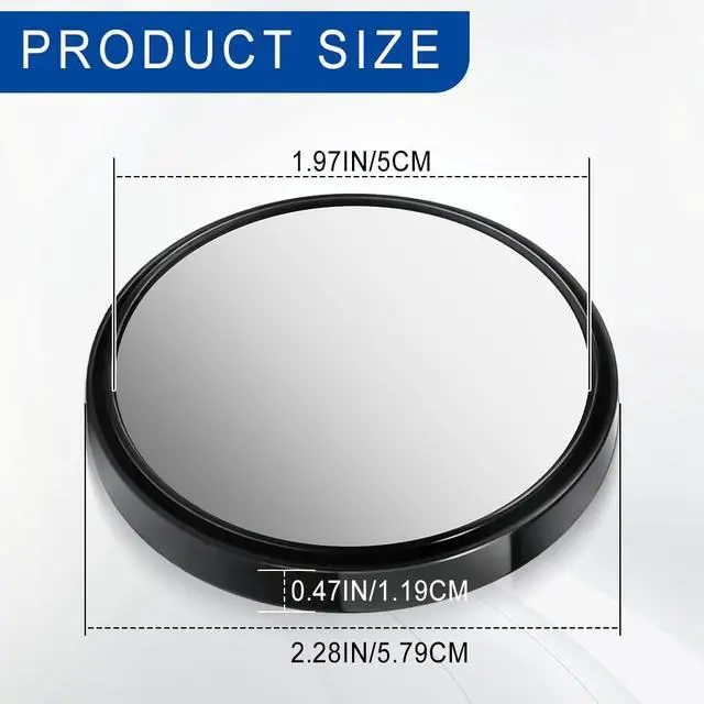 Alt view image 2 of 6 - 2PCS Blind Spot Mirror, Rear View Mirror Accessories, 2" Round HD Glass Convex 360° Wide Angle Rear View Mirror with ABS Housing, Adjustable Adhesive Side Rearview for Most Vehicles (Black)