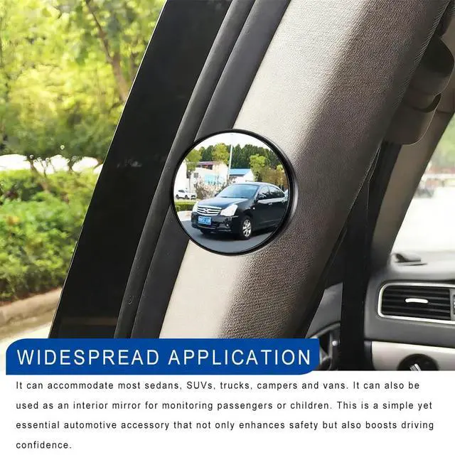Alt view image 6 of 6 - 2PCS Blind Spot Mirror, Rear View Mirror Accessories, 2" Round HD Glass Convex 360° Wide Angle Rear View Mirror with ABS Housing, Adjustable Adhesive Side Rearview for Most Vehicles (Black)