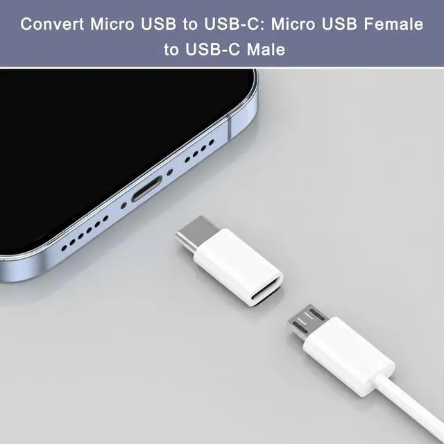 Alt view image 4 of 7 - 8 Pack Micro USB to USB C Adapter, MicroUSB Female to Type C Male Adapter MicroUSB Convert Connector Support Charge Data Sync for Mobile Phone and Tablet and Micro Devices (White)