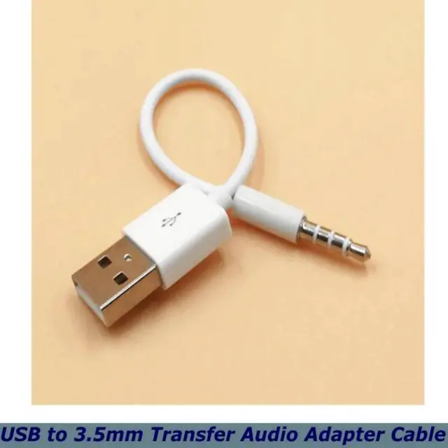 Alt view image 2 of 7 - iPod Shuffle Charger Cable, 3.5mm Audio Jack to USB Sync & Charge Lead (2 Pack) - Compatible with iPod Shuffle 3/4/5/6/7 Gen, MP3 Player - White