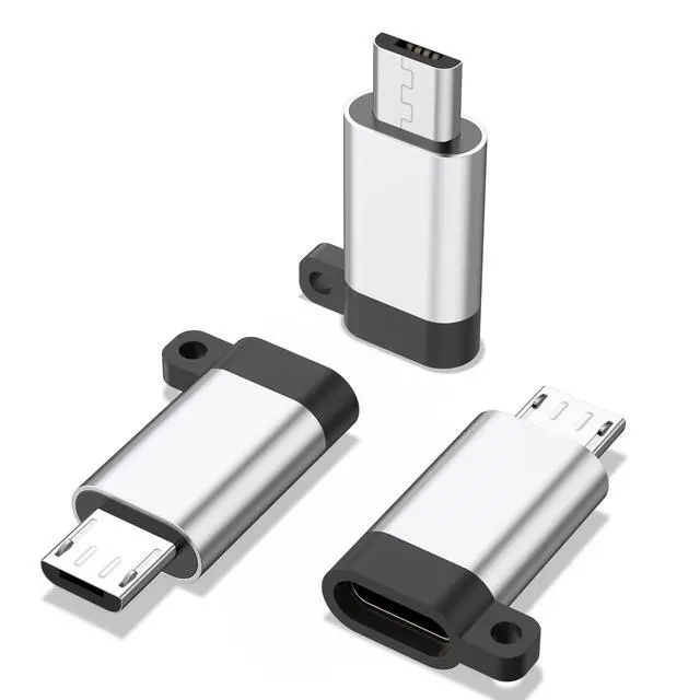 Main image of 3 Pack USB C to Micro USB Adapter, USB Type C Female to Micro USB Male Converter Data Sync Compatible with Samsung Galaxy S7 S6 J7 Note 5, Kindle, PS4, Nexus 5 6 and Micro USB Devices (Silver)