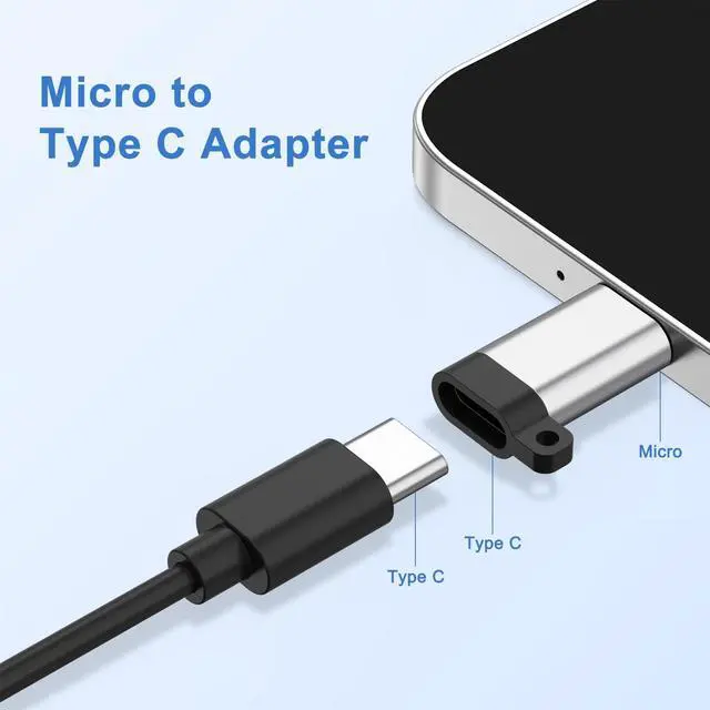 Alt view image 3 of 7 - 3 Pack USB C to Micro USB Adapter, USB Type C Female to Micro USB Male Converter Data Sync Compatible with Samsung Galaxy S7 S6 J7 Note 5, Kindle, PS4, Nexus 5 6 and Micro USB Devices (Silver)