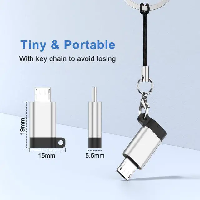 Alt view image 5 of 7 - 3 Pack USB C to Micro USB Adapter, USB Type C Female to Micro USB Male Converter Data Sync Compatible with Samsung Galaxy S7 S6 J7 Note 5, Kindle, PS4, Nexus 5 6 and Micro USB Devices (Silver)