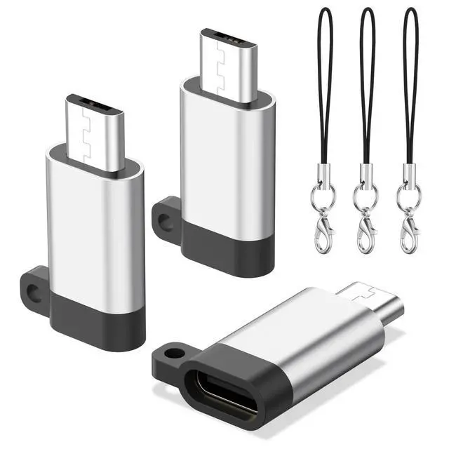 Alt view image 7 of 7 - 3 Pack USB C to Micro USB Adapter, USB Type C Female to Micro USB Male Converter Data Sync Compatible with Samsung Galaxy S7 S6 J7 Note 5, Kindle, PS4, Nexus 5 6 and Micro USB Devices (Silver)