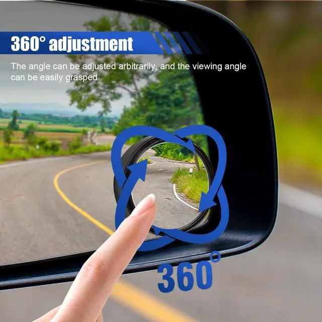 Alt view image 3 of 6 - 2PCS Blind Spot Mirrors, 2" Round HD Glass Convex Car Rear View Mirror, 360° Adjustable Wide Angle Side Mirror with Self Adhesive Back, Universal for Cars, SUVs, Trucks (Black)