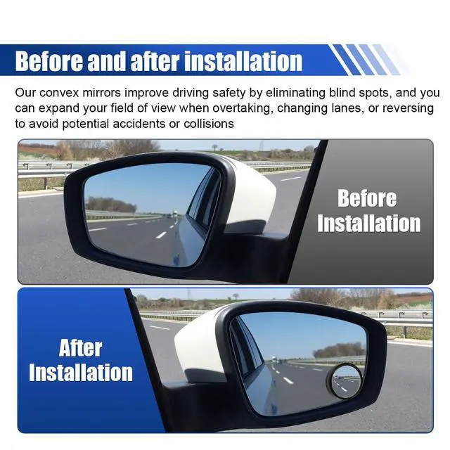 Alt view image 5 of 6 - 2PCS Blind Spot Mirrors, 2" Round HD Glass Convex Car Rear View Mirror, 360° Adjustable Wide Angle Side Mirror with Self Adhesive Back, Universal for Cars, SUVs, Trucks (Black)
