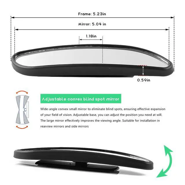 Alt view image 2 of 6 - 2PCS Blind Spot Car Mirror, Rectangular HD Glass Wide Angle Rearview Mirror with Adjustable Stick, Long Framed ABS Housing Convex Side Rear View Mirrors for Car SUV Truck (2 PCS)