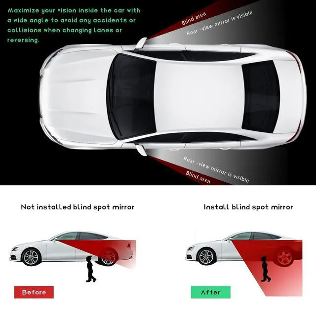Alt view image 6 of 6 - 2PCS Blind Spot Car Mirror, Rectangular HD Glass Wide Angle Rearview Mirror with Adjustable Stick, Long Framed ABS Housing Convex Side Rear View Mirrors for Car SUV Truck (2 PCS)