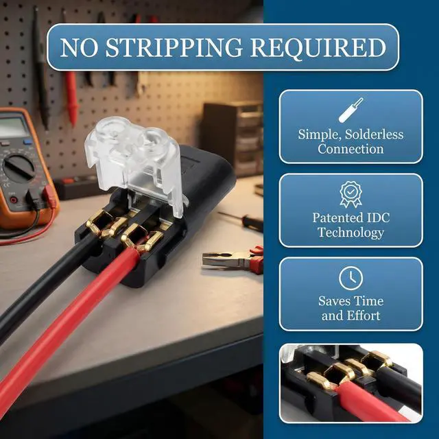 Alt view image 3 of 7 - 50 Pack Wire Connectors, 2 Pin Quick Splice Terminals for 18-22 AWG Wire