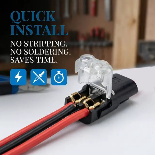 Alt view image 6 of 7 - 50 Pack Wire Connectors, 2 Pin Quick Splice Terminals for 18-22 AWG Wire