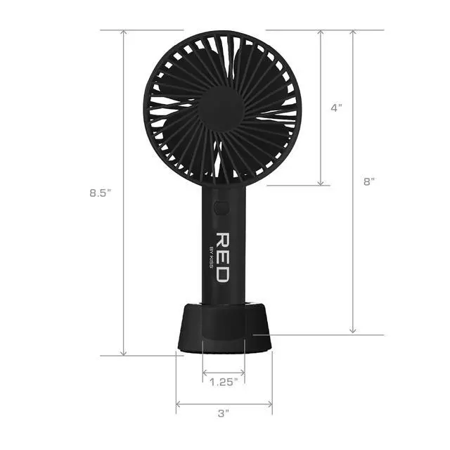 Alt view image 7 of 7 - Handheld Fan, Mini Portable Personal Desk Fan with USB Rechargeable, 3 Speed Long Lasting Powerful Small Fan for Makeup Travel Home Office Lace Wig Eyelash Face Nail (Black)