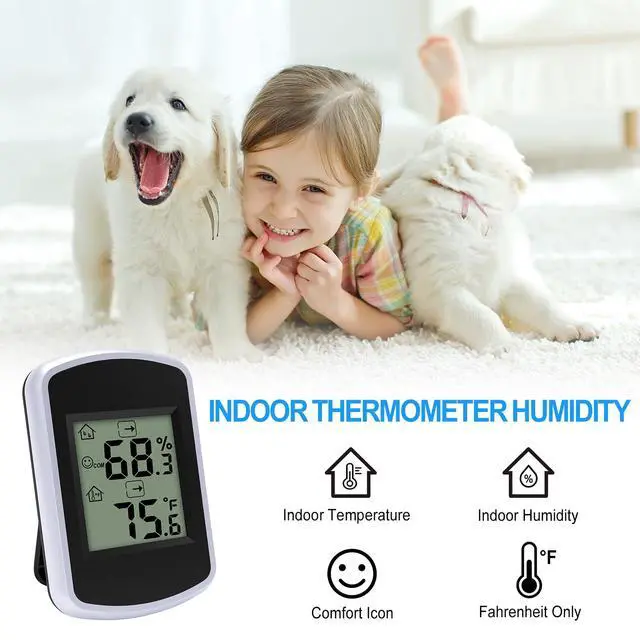 Alt view image 2 of 7 - Digital Hygrometer Thermometer, Temperature Humidity Monitor with Fahrenheit Only, Indoor Temperature Gauge and Humidity for Home, Office, Bedroom, Baby Room, Kitchen, Greenhouse