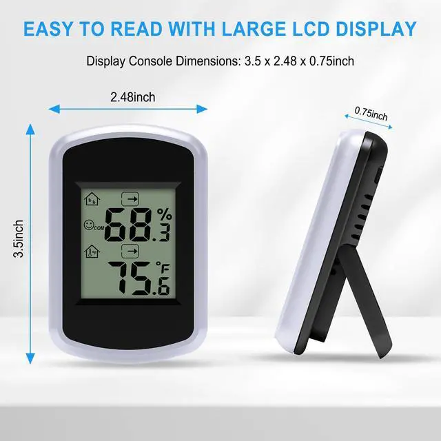 Alt view image 3 of 7 - Digital Hygrometer Thermometer, Temperature Humidity Monitor with Fahrenheit Only, Indoor Temperature Gauge and Humidity for Home, Office, Bedroom, Baby Room, Kitchen, Greenhouse