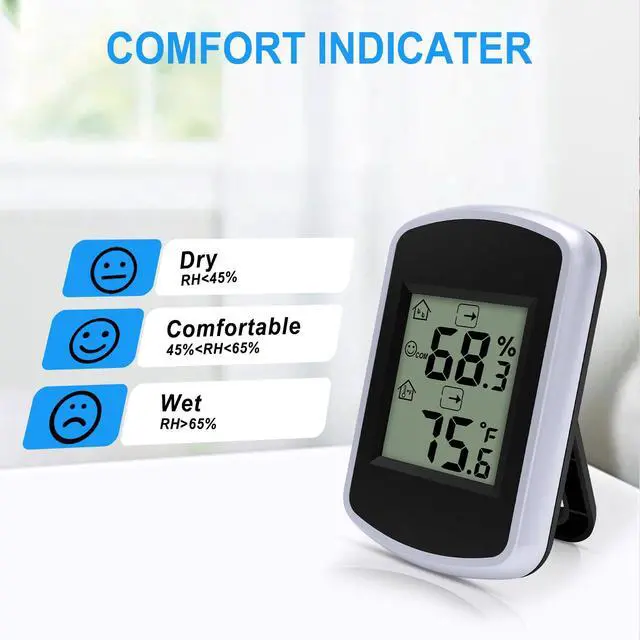 Alt view image 5 of 7 - Digital Hygrometer Thermometer, Temperature Humidity Monitor with Fahrenheit Only, Indoor Temperature Gauge and Humidity for Home, Office, Bedroom, Baby Room, Kitchen, Greenhouse