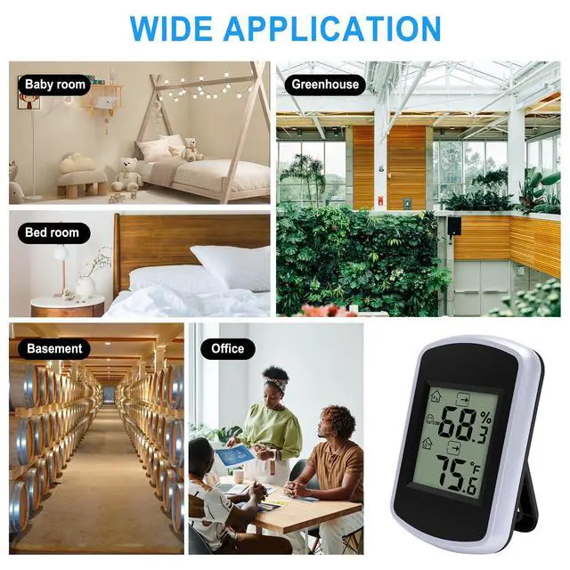 Alt view image 7 of 7 - Digital Hygrometer Thermometer, Temperature Humidity Monitor with Fahrenheit Only, Indoor Temperature Gauge and Humidity for Home, Office, Bedroom, Baby Room, Kitchen, Greenhouse