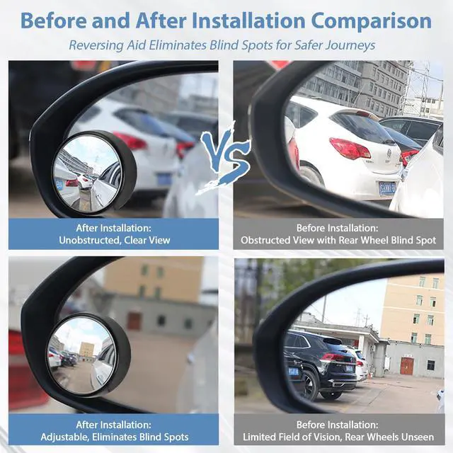 Alt view image 3 of 7 - Blind Spot Mirror, HD Glass & ABS Housing, 360° Adjustable Convex Wide Angle Rear View Mirror, Stick-On Universal Fit for Car SUV Truck RV Van, Black (2, Round, Black Stick)