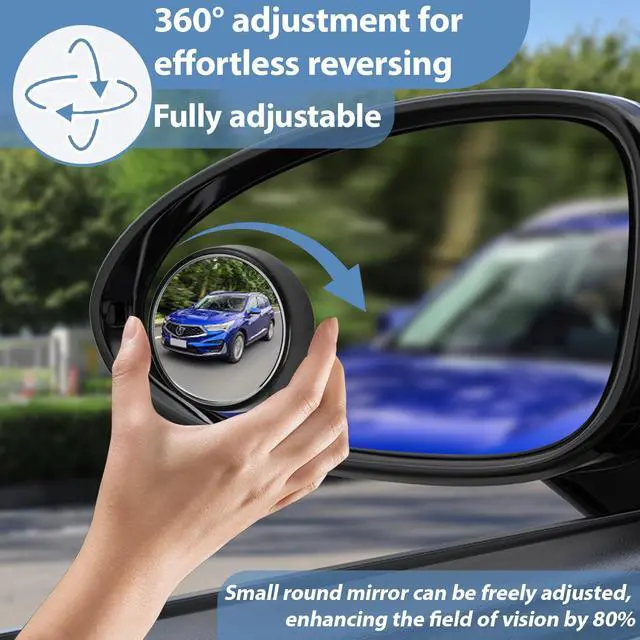 Alt view image 6 of 7 - Blind Spot Mirror, HD Glass & ABS Housing, 360° Adjustable Convex Wide Angle Rear View Mirror, Stick-On Universal Fit for Car SUV Truck RV Van, Black (2, Round, Black Stick)