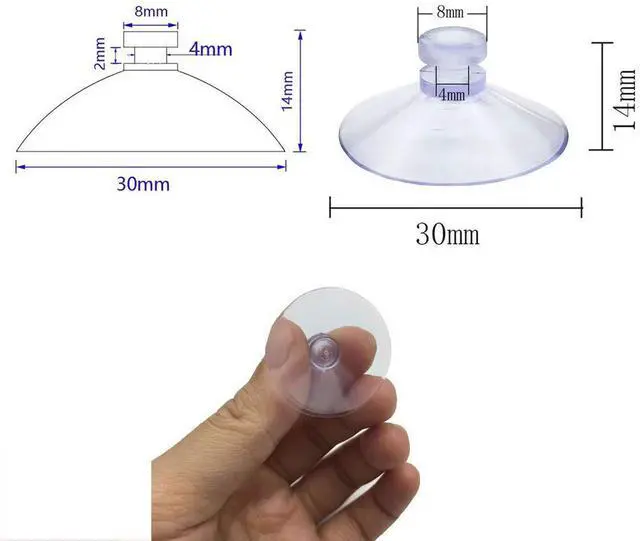 Alt view image 2 of 6 - 100Pcs Small Suction Cups for Glass, Without Hook Hole, Clear 30mm