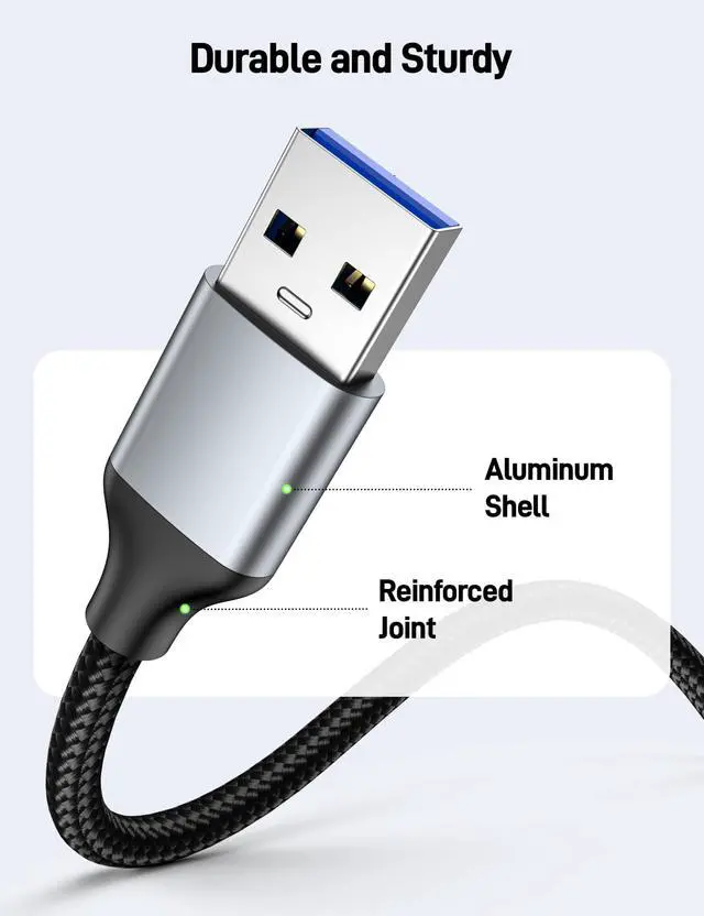 Alt view image 7 of 7 - 6.6FT USB Extension Cable, USB 3.0 Extension Cord, Nylon Braided Type A Male to Female 5Gbps High Speed Data Transfer Cord for Keyboard, Mouse, PlayStation, Xbox, Flash Drive.