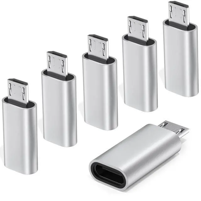 Alt view image 7 of 7 - 6 Pack Micro USB to USB C Adapter, Data Transfer Adapter, for Galaxy S7/S7 Edge/S6/J7, LG G4, and More Devices (Silver)