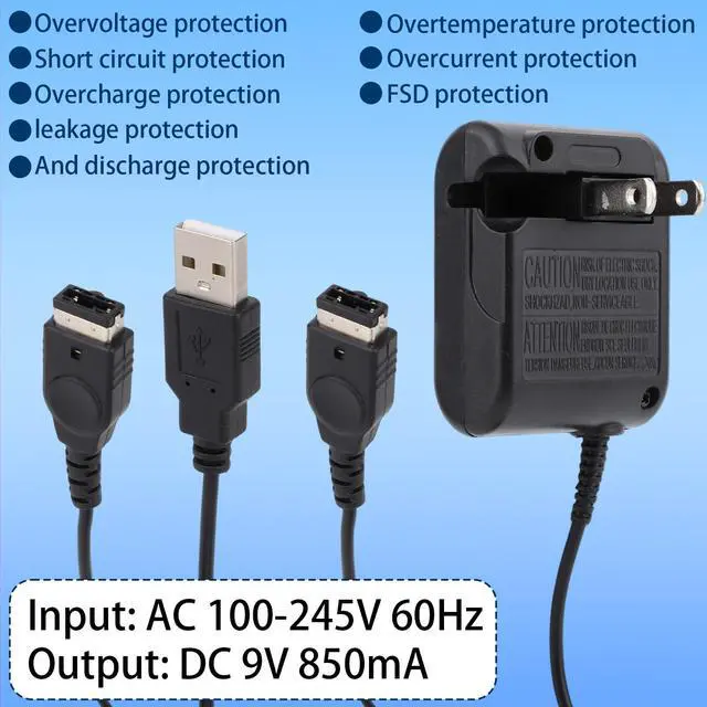 Alt view image 3 of 7 - Charger for Gameboy Advance Sp, Portable Wall Charger Cord Data Cable Kit Compatible with DS/GBA SP Systems Ac Adapter for Home Travel Office Game Lover Gift