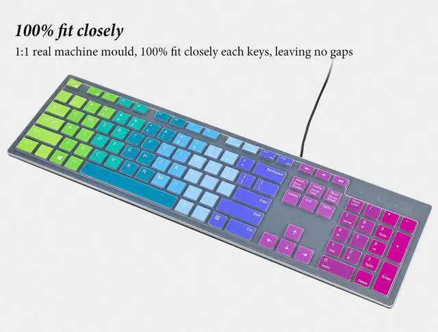 Alt view image 2 of 5 - Keyboard Cover Skin for Dell KM636 Wireless/KB216 KB216p KB216d Wired Keyboard/Dell Optiplex 5250 3050 3240 5460 7450 7050,Dell Inspiron AIO 3475/3670/3477 All-in one Desktop Keyboard Skin-Rainbow