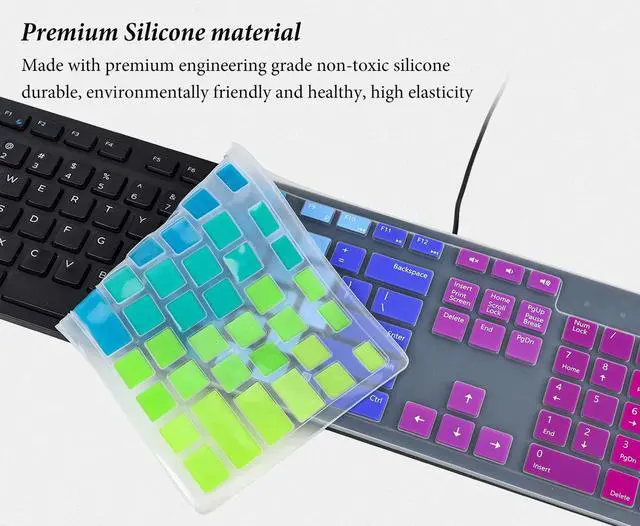Alt view image 3 of 5 - Keyboard Cover Skin for Dell KM636 Wireless/KB216 KB216p KB216d Wired Keyboard/Dell Optiplex 5250 3050 3240 5460 7450 7050,Dell Inspiron AIO 3475/3670/3477 All-in one Desktop Keyboard Skin-Rainbow
