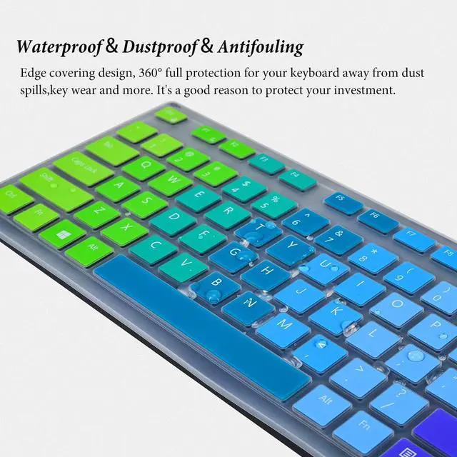 Alt view image 4 of 5 - Keyboard Cover Skin for Dell KM636 Wireless/KB216 KB216p KB216d Wired Keyboard/Dell Optiplex 5250 3050 3240 5460 7450 7050,Dell Inspiron AIO 3475/3670/3477 All-in one Desktop Keyboard Skin-Rainbow