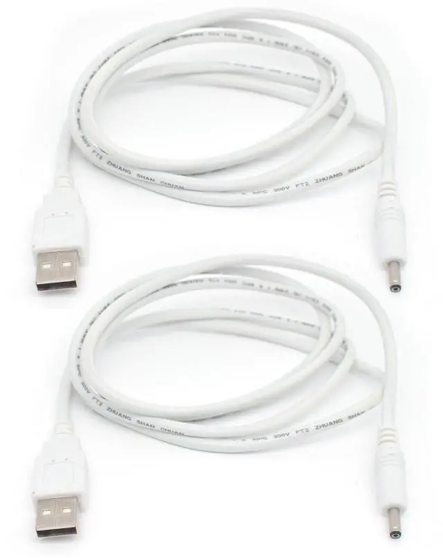 Main image of 2PCS USB Power Cable White, 4FT/1.2M USB to 3.5mm Plug, 5V DC 20AWG Charging Cable for Fans, Speakers