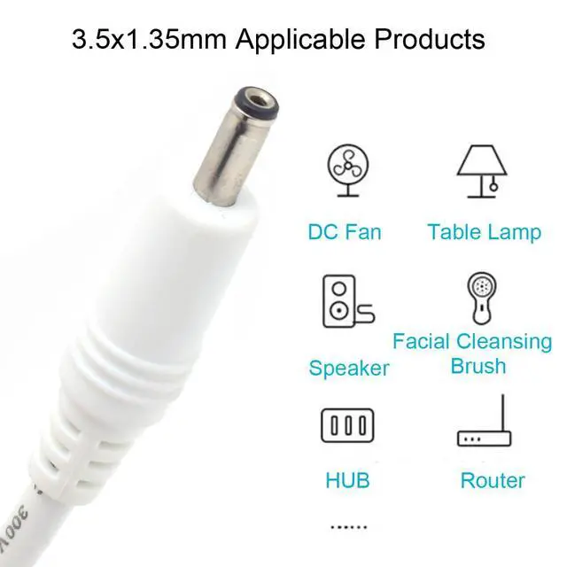 Alt view image 3 of 7 - 2PCS USB Power Cable White, 4FT/1.2M USB to 3.5mm Plug, 5V DC 20AWG Charging Cable for Fans, Speakers