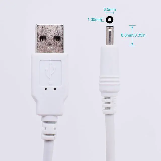 Alt view image 4 of 7 - 2PCS USB Power Cable White, 4FT/1.2M USB to 3.5mm Plug, 5V DC 20AWG Charging Cable for Fans, Speakers