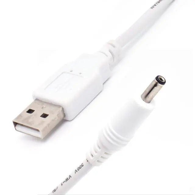 Alt view image 5 of 7 - 2PCS USB Power Cable White, 4FT/1.2M USB to 3.5mm Plug, 5V DC 20AWG Charging Cable for Fans, Speakers