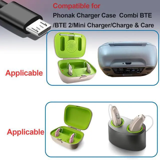 Alt view image 3 of 7 - Hearing Aids for Seniors Charger Cable Compatible for Phonak Charger Case Combi BTE/RIC,Mini Charger BTE/RIC | 3.3 FT Braided Nylon Micro USB Cord | Not for Phonak Life/Lumity Charger Case