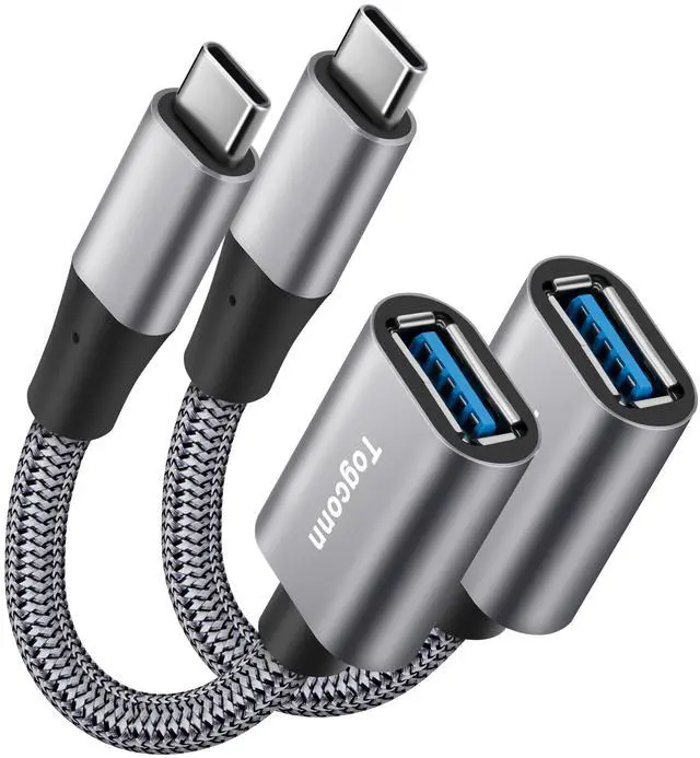 Main image of USB-C to USB 3.1 Adapter2 Pack, Nylon Braided Type-C OTG Cable USB C Male to USB A 3.0 Female Connector for iPhone 15iPhone 15 ProMax, Samsung S23 Ultra, MacBook Pro, MacBook Air/Mini, Google Pixel
