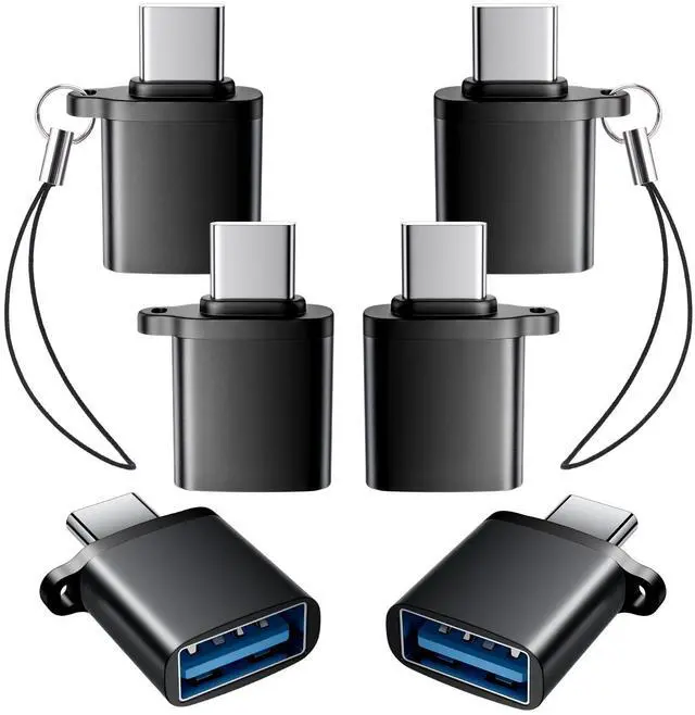 Main image of USB C to USB A Adapter 6 Pack, Type C Male to USB A Female 3.0 Adaptor, OTG Adapters for iPhone 16 15, MacBook Pro, iPad, Samsung Galaxy, Black