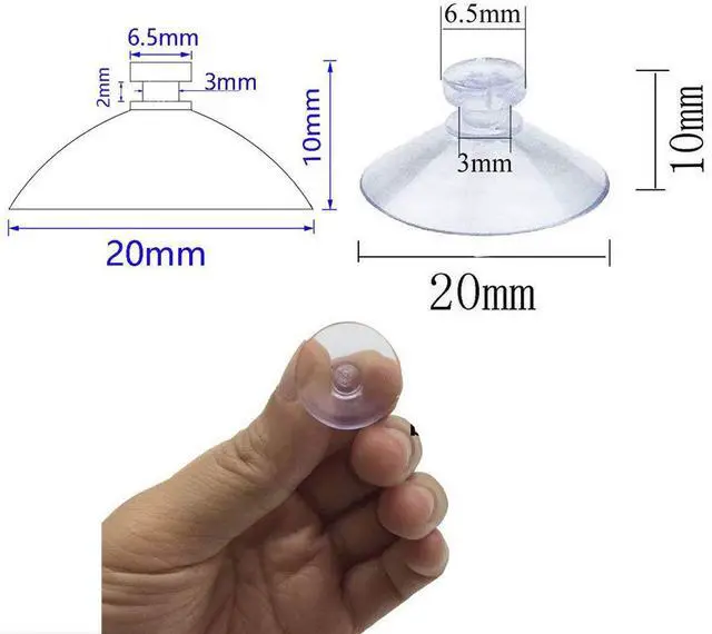 Alt view image 3 of 6 - 100Pcs Small Suction Cups for Glass, Without Hook Hole, Clear 20mm