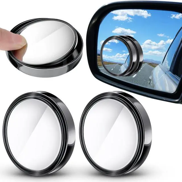 Main image of 4 Pcs Blind Spot Mirrors 360 Degree 2 Inch Car Rear View Adjustable Wide View Angle Black Round Glass Convex Mirrors Adjustable with Frame for Car SUV Truck Accessories