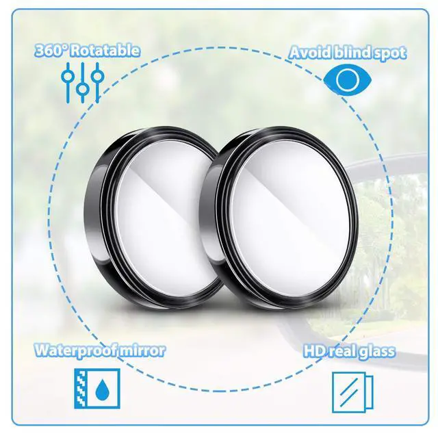 Alt view image 3 of 7 - 4 Pcs Blind Spot Mirrors 360 Degree 2 Inch Car Rear View Adjustable Wide View Angle Black Round Glass Convex Mirrors Adjustable with Frame for Car SUV Truck Accessories