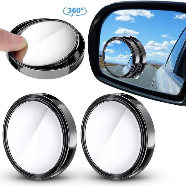 Alt view image 7 of 7 - 4 Pcs Blind Spot Mirrors 360 Degree 2 Inch Car Rear View Adjustable Wide View Angle Black Round Glass Convex Mirrors Adjustable with Frame for Car SUV Truck Accessories