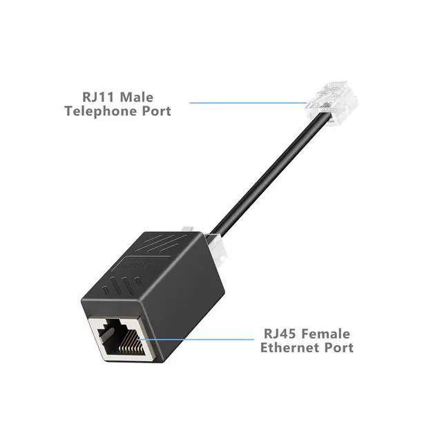 Alt view image 5 of 7 - RJ45 to RJ11 Adapter, 2 Pack Phone Jack to Ethernet Adapter, Black RJ45 Female to RJ11 Male Connector for Landline Telephone