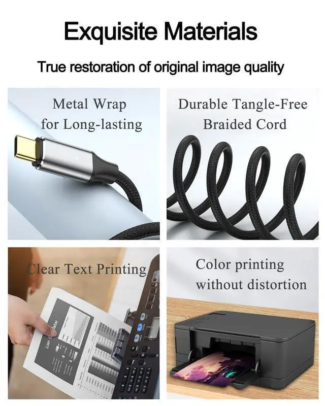 Alt view image 3 of 7 - USB A To USB B Pinter Cable 10 Feet Long Scanner Cord For SUM SUNG Piano Dac Yamaha Casio Digital Piano Midi Controller Long Braided Cable Para Impresora