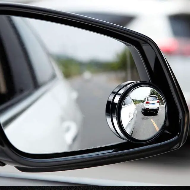 Alt view image 4 of 7 - 2" Round Blind Spot Mirror, 360 Degree Adjustabe HD Glass and ABS Housing Convex Round Stick-On Mirror for Car (Black, Pack of 2)