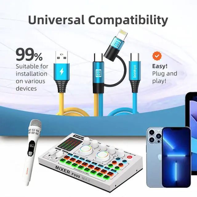 Alt view image 3 of 7 - Cable OTG 2-in-1, Smart Chip Live Cable, Faster Charging Speed, Audio/Data Transmission, Suitable for Apple, Android and Audio Mixers