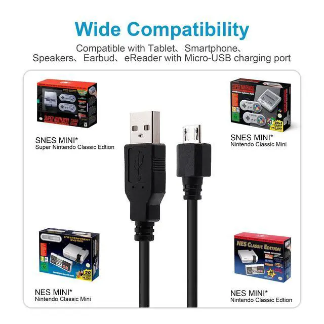 Alt view image 3 of 3 - Micro USB AC Power Adapter for Super Nintendo SNES Classic Mini Edition (2017), NES Classic Mini Edition (2016) & Other Devices with Micro USB Connector