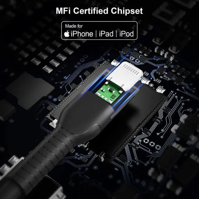 Alt view image 3 of 7 - iPhone Charger Cable 6FT/1.8m, MFi Certified Apple USB C to Lightning Cable, PD Fast Charging, Type C Charging Cord for iPhone14, 13, 12, 11. X, XS, 8, AirPods Pro, Black.