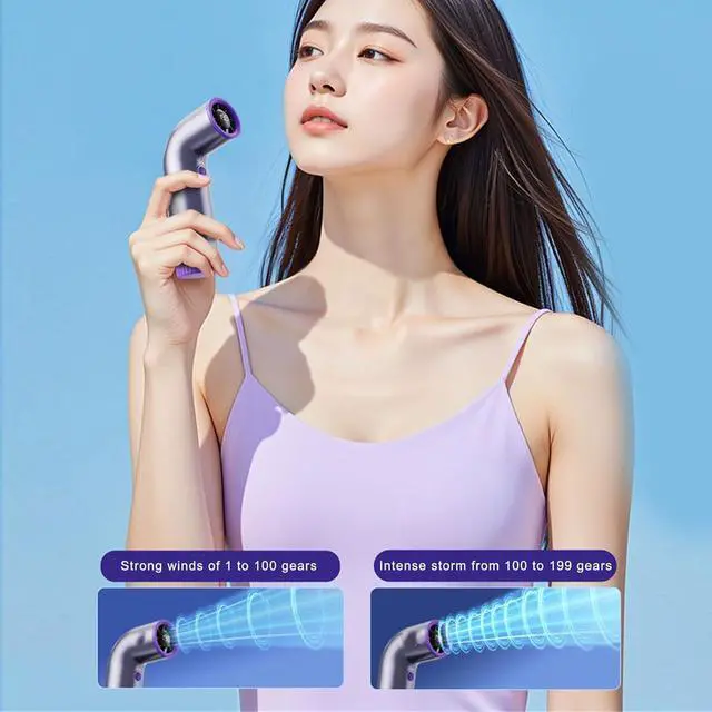 Alt view image 2 of 5 - Portable Handheld Turbo Fan, 5 Gear Wind, Battery Operated, 20000 RPM High Speed Aero Pro, Up to 16 Working Hours, Mini Pocket Design, for Travel Beach Outdoor Activities