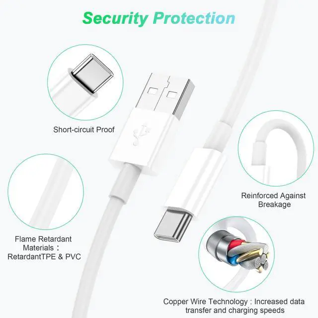 Alt view image 3 of 7 - Fast Charging USB A to USB C Cable 10FT 2Pack for iPhone 15/16/17 Charger Cord, Car Carplay Compatible for Apple 17 Pro Max/16 Plus/for IPad Pro 12.9/11/Air 5th/4th Mini Gen, Long Type C Charge