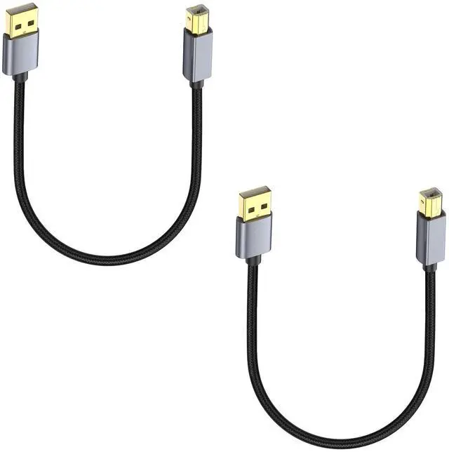 Main image of USB 2.0 to USB B Printer Cable 1ft, USB B Male to USB 2.0 Male Cable Suitable for DJ Controller, Printer, Scanner, Fax Machine, Midi Keyboard, etc(2pack, 0.3m/1feet)