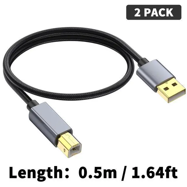Alt view image 2 of 7 - USB 2.0 to USB B Printer Cable 1ft, USB B Male to USB 2.0 Male Cable Suitable for DJ Controller, Printer, Scanner, Fax Machine, Midi Keyboard, etc(2pack, 0.3m/1feet)